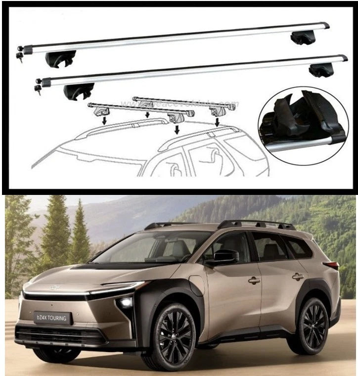 2xSilver Aerodynamic Roof racks / Cross bars for Toyota BZ4X TOURING June 2026 - 2027