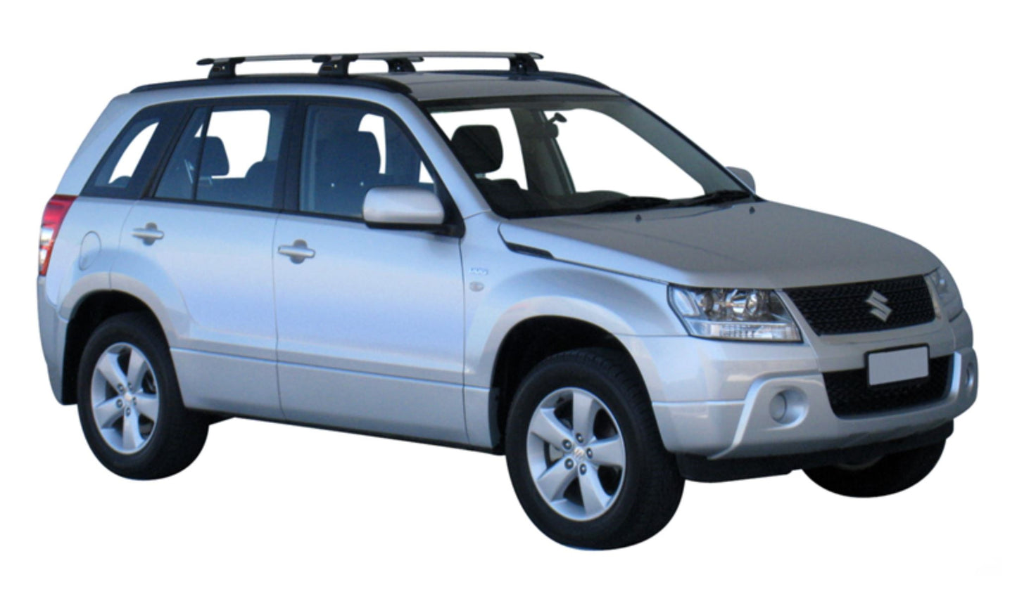 2xBLACK Roof Racks for Suzuki Grand Vitara 2005-2022 AERODYNAMIC CROSS BARS