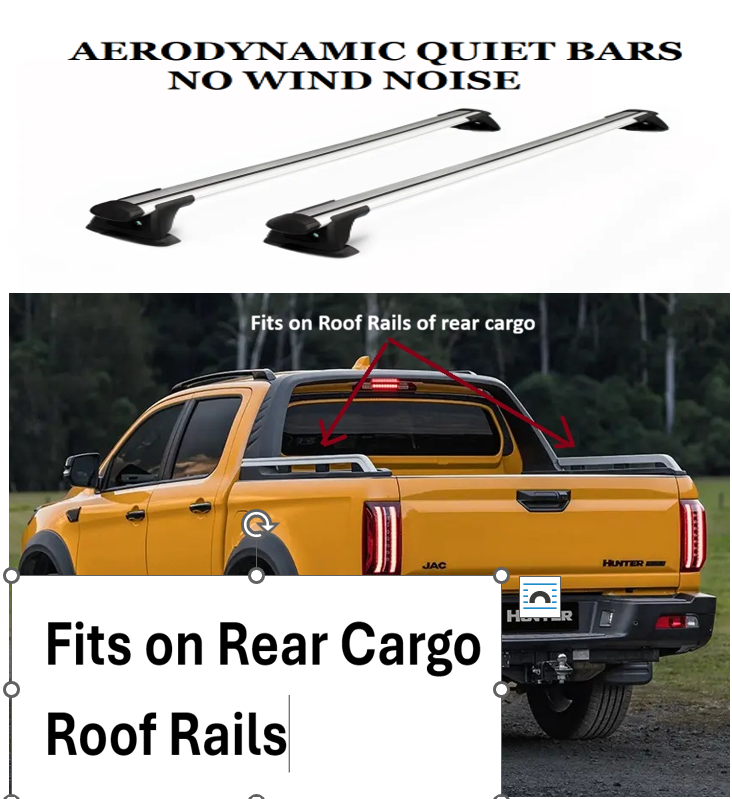 2xSilver 165CM CROSS BARS ROOF RACKS For Jac Hunter 2026-2027 Rear Cargo Tub
