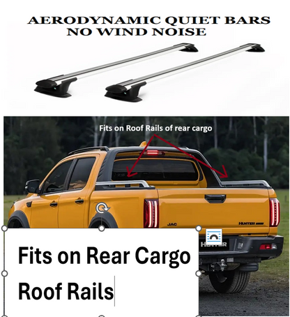 2xSilver 165CM CROSS BARS ROOF RACKS For Jac Hunter 2026-2027 Rear Cargo Tub