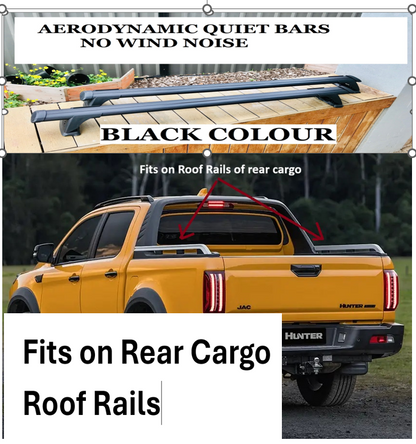 2xBlack 165CM CROSS BARS ROOF RACKS For Jac Hunter 2026-2027 Rear Cargo Tub