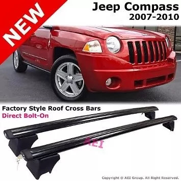 2xBlack Roof racks for Jeep Compass 2007 - 2010 / Cross bars